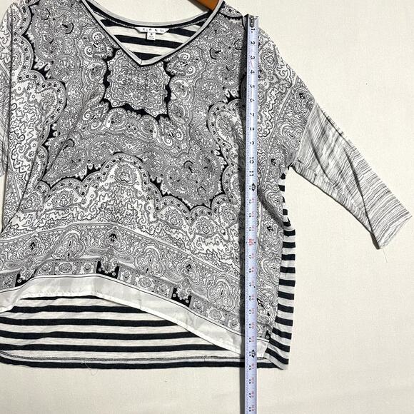 CAbi Women's Paisley Striped Layered Blouse Top Black White - Size S - Picture 6 of 8
